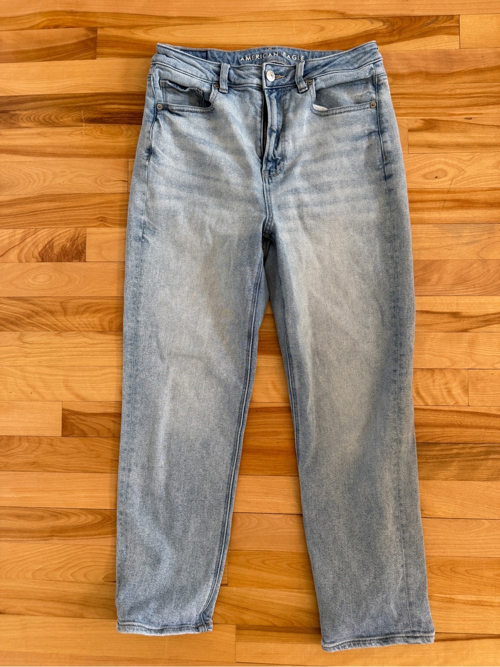 American Eagle Outfitters Pale Blue Straight-Leg Jeans